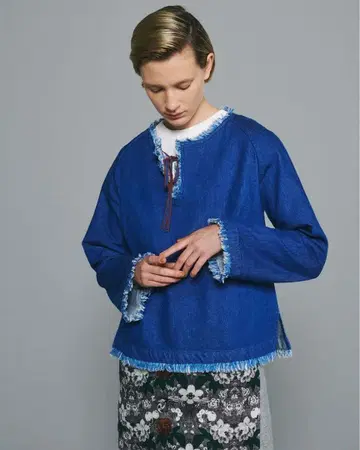 호보니치 CACUMA 데님 프린지 래글런 블라우스