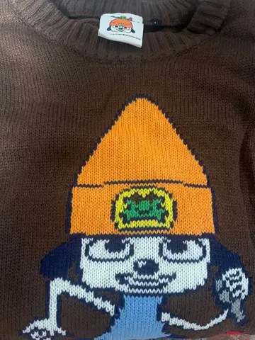 파라파라 래퍼 캐릭터 자카드 편직 니트 스웨터