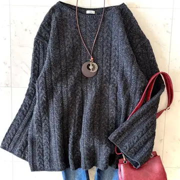 새상품급 이에나 IENA 캐시미어 혼방 아란 테인트 라인 풀오버 그레이