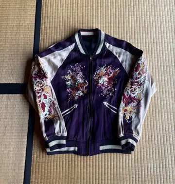 [분위기 발군] 마사유키 새틴지 스카잔 리버서블 보라색 레이온면 쌍룡이매