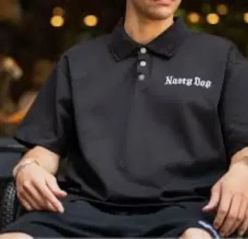 Nasty Dog 버튼 블랙 T셔츠 피케 셔츠