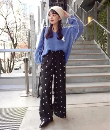 kastane 블라인드 스티치 니트 블루s