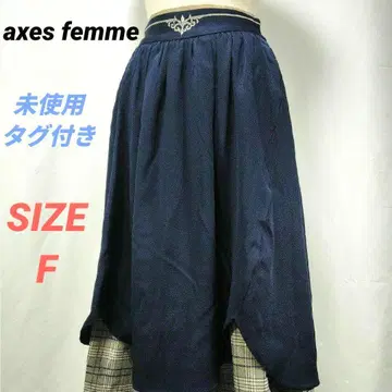 미사용 택 포함 axes femme 밑단 절개 턱 플레어 스커트 네이비