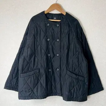 maison de soil 실크 퀼팅 노카라 더블 자켓