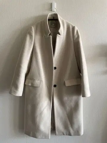 NANO universe 아이보리 체스터 코트 프론트 포켓 부착