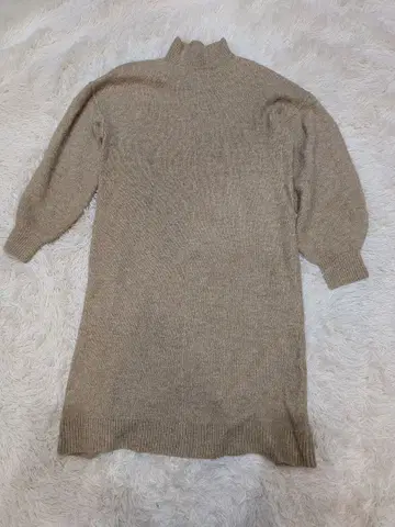 BEAMS HEART 베이지 니트 원피스 울