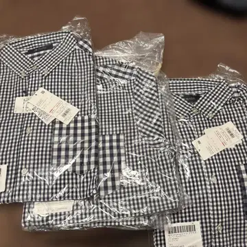 미사용품 3착 세트 nano universe 클레이지 체크 셔츠 네이비