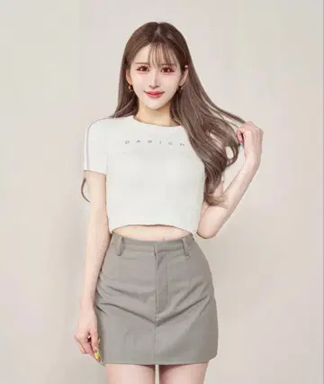 Darich 라인 파일 니트탑 화이트