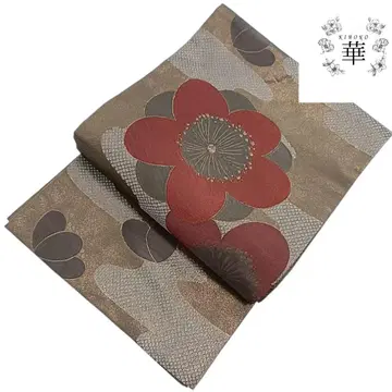 화 후쿠로 오비 꽃 매실 모던 레트로 브라운 빨간색