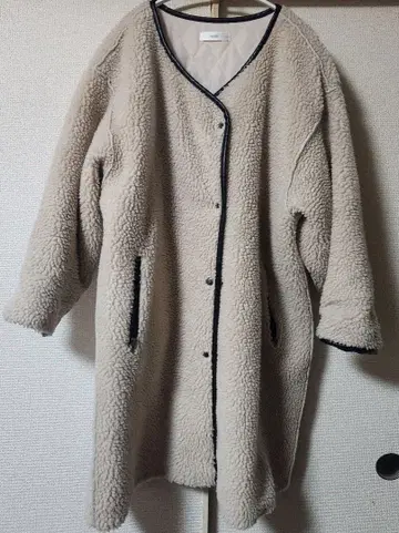 mite 베이지 보아 롱 코트 여성용