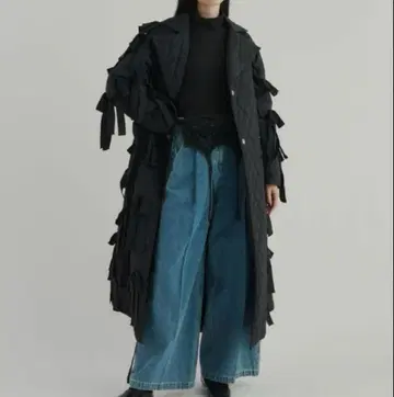 perna 리본 퀼팅 코트 블랙 L