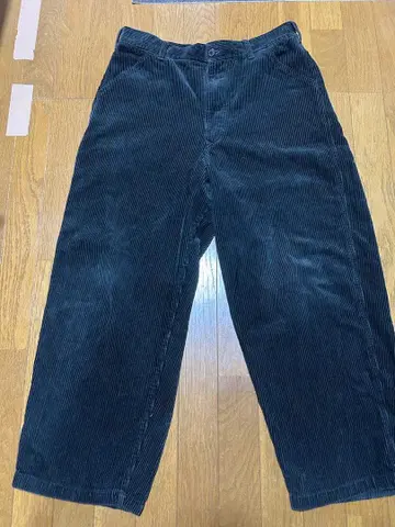 UNIQLOU 코듀로이 워크 팬츠 와이드 배기 블랙 y2k