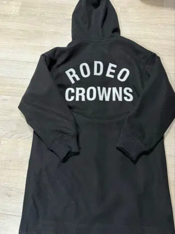 RODEO CROWNS 로데오 크라운 후드 부착 롱 코트 블랙