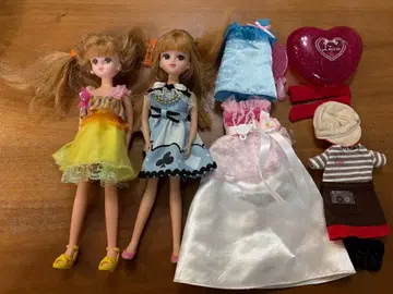 리카짱 인형 2체 드레스 2개 미스도 의상 양말 브러쉬 케이스 세트