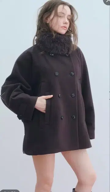 heather 3way 컬러 케이프 코트 브라운 아우터