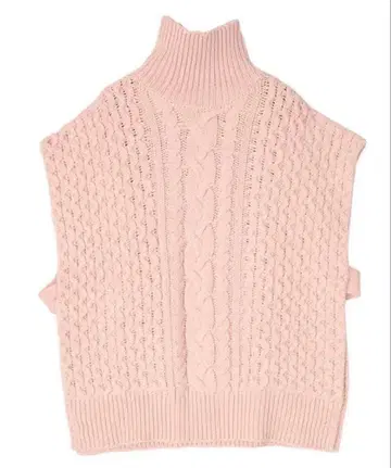 miette 핑크 베스트 하이넥 아란 케이블 니트 베스트