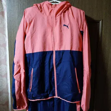 Puma 후드 부착 자켓 핑크/네이비