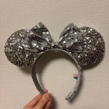 미키 귀 모양 스팽글 머리띠 실버