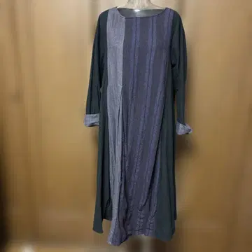 레어 콤비 긴팔 원피스 블랙 계열