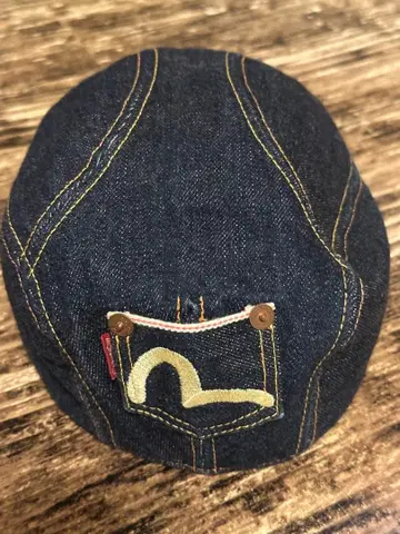 evisu 데님 헌팅 다크 네이비 데님 캡 갈매기 포켓
