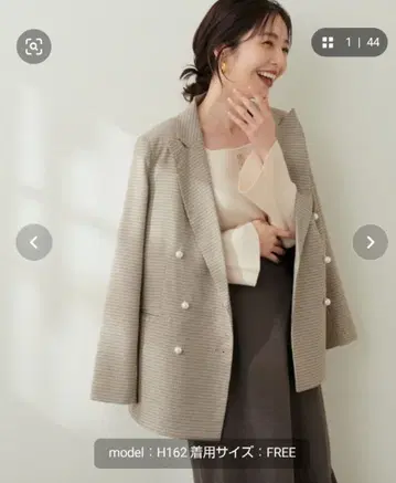 osono 펄 버튼 테일러드 자켓 내추럴 꾸뛰르