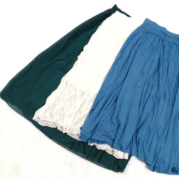 [ 3개 세트 ] 플레어 롱 스커트 파랑 화이트 그린