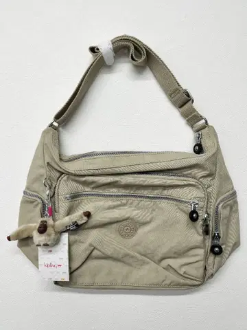 Kipling 베이지 숄더백 원숭이 참 포함