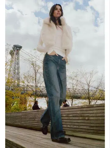 TRF 와이드 레그 하이웨스트 풀렝스 청바지