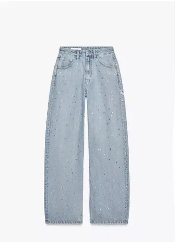JEANS TRF CURVED STRASS 하이웨스트 큐빅 데님