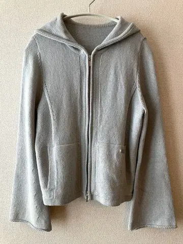 FOXEY 릴리 후드티 니트 후드티 라이트 그레이 실크 혼방