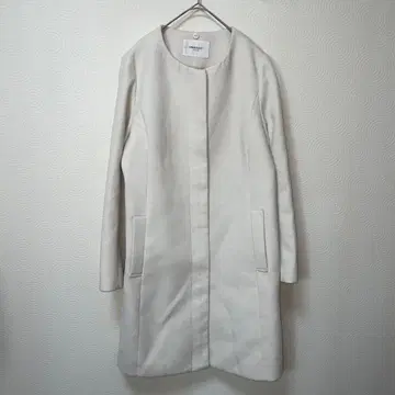 오파크 클립 롱 코트 아이보리 화이트 심플 38M