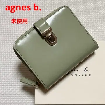 미사용 agnes b. 에네스베 이단 접이식 지갑 연두색 박스 포함