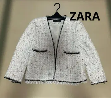 ZARA 트위드 노카라 자켓 라메