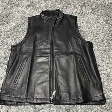블랙 가죽 베스트 골든 L