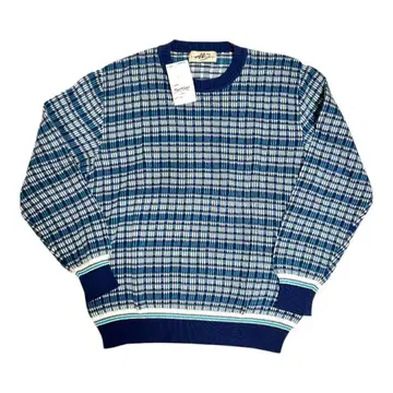 HEMMOND 체크 무늬 스웨터 블루 계열 올 패턴