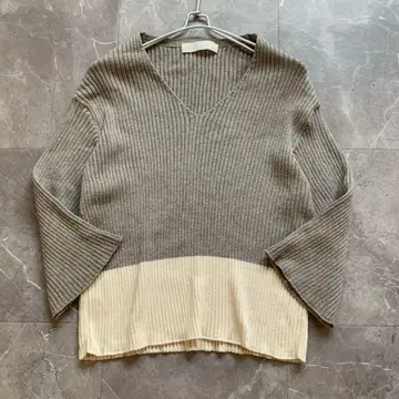 PRISTINE 쁘리스틴 리브 니트 오가닉 코튼 야크 혼방