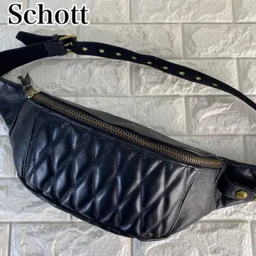 Schott 샷 패딩 가죽 바디백 힙색 블랙