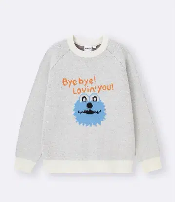 오버 사이즈 니트 블루 퍼펫 맨투맨 GU