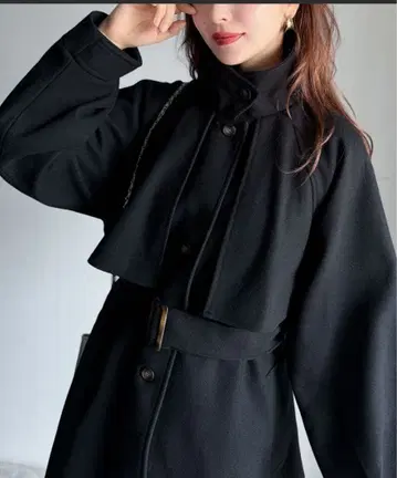 classicalelf 블랙 롱 코트 벨트 포함