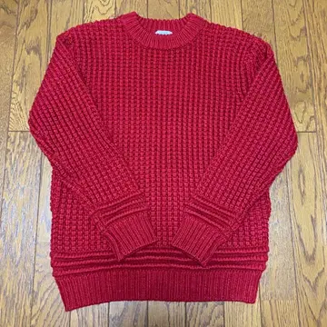 LE JUN 두꺼운 원단 크루넥 니트 빨간색