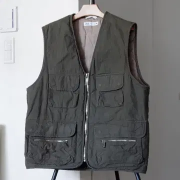 ZARA 베스트 남성용 카키 L-XL