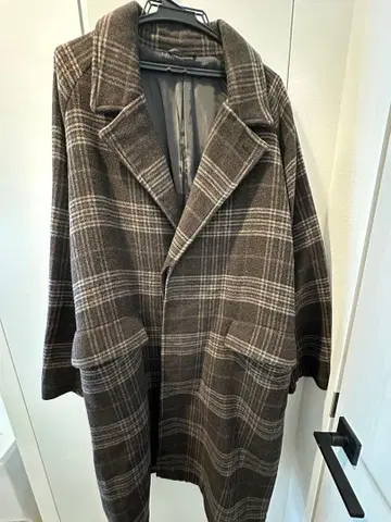 BEAMS HEART 체스터 코트 S 브라운 계열 체크