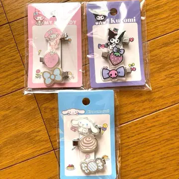 새상품 산리오 마이멜로디 쿠로미 시나모롤 헤어 클립 3개 세트