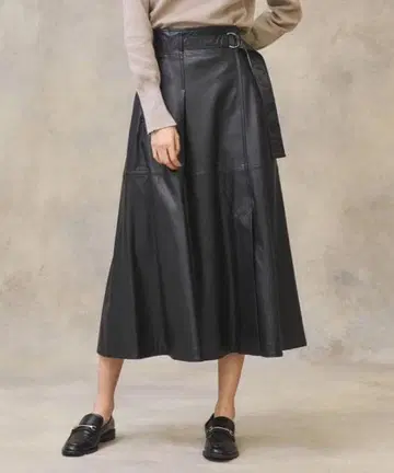 PUBLIC TOKYO 비건 레더 비대칭 스커트