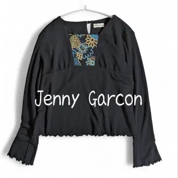 제니 가르송 일본제 잘 늘어나는 울 원단 자수 니트 블랙