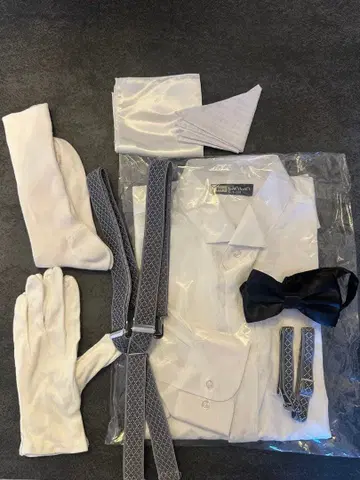 신랑 결혼식 세트 화이트 셔츠 서스펜더