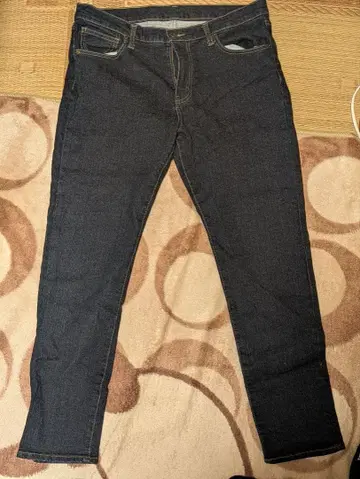 다크 블루 슬림 핏 데님 팬츠