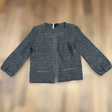 그레이 7부 소매 니트 가디건 집업