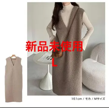 6002115 페이크링 울 V넥 원피스 알마 디자인