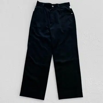 VALENZA PO 코듀로이 팬츠 자수 로고 블랙 스트레이트 구제 의류